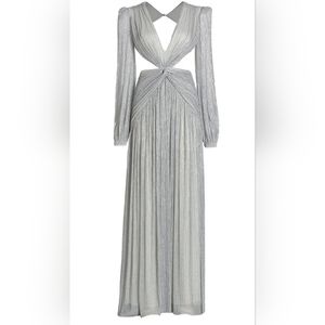 NWT PatBo Silver Metallic Cut-Out Maxi Dress Size 2
